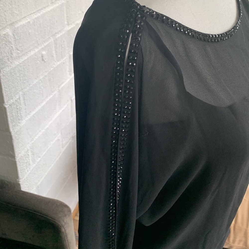 Cache Sequins Embellished Sheer Elegant Black Eve… - image 4